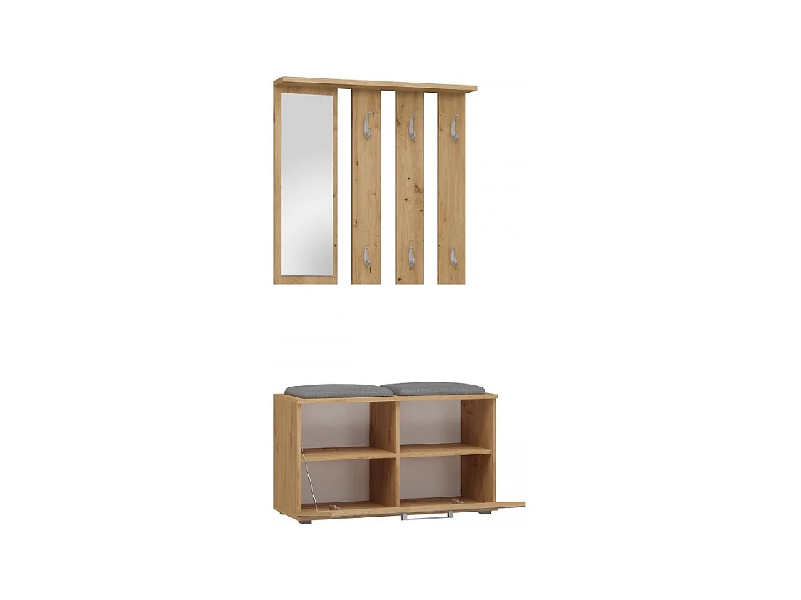 Garderoba Opal | Dąb Artisan | 85x35x180 cm | Wieszak + Lustro + Szafka