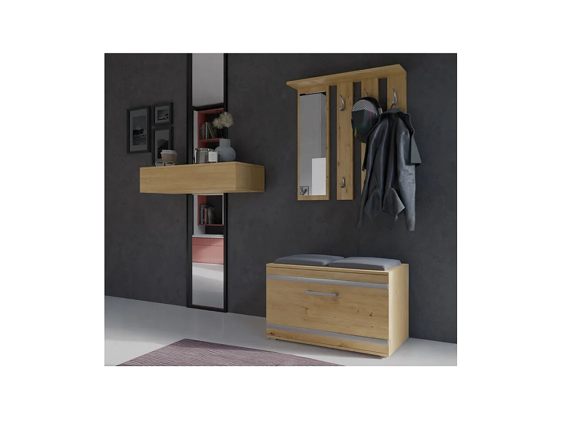 Garderoba Opal | Dąb Artisan | 85x35x180 cm | Wieszak + Lustro + Szafka