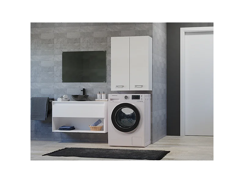 Szafka Pola MINI DD | Biała | 64x30x90 cm |  Szafka Łazienkowa Wisząca