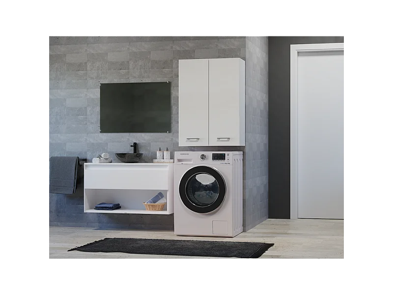 Szafka Pola MINI DD | Biała | 64x30x90 cm |  Szafka Łazienkowa Wisząca