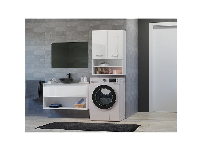 Szafka Pola MINI DK | Biały Połysk| 64x30x90 cm | Szafka Łazienkowa  Wisząca