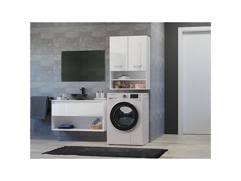 Szafka Pola MINI DK | Biały Połysk| 64x30x90 cm | Szafka Łazienkowa  Wisząca