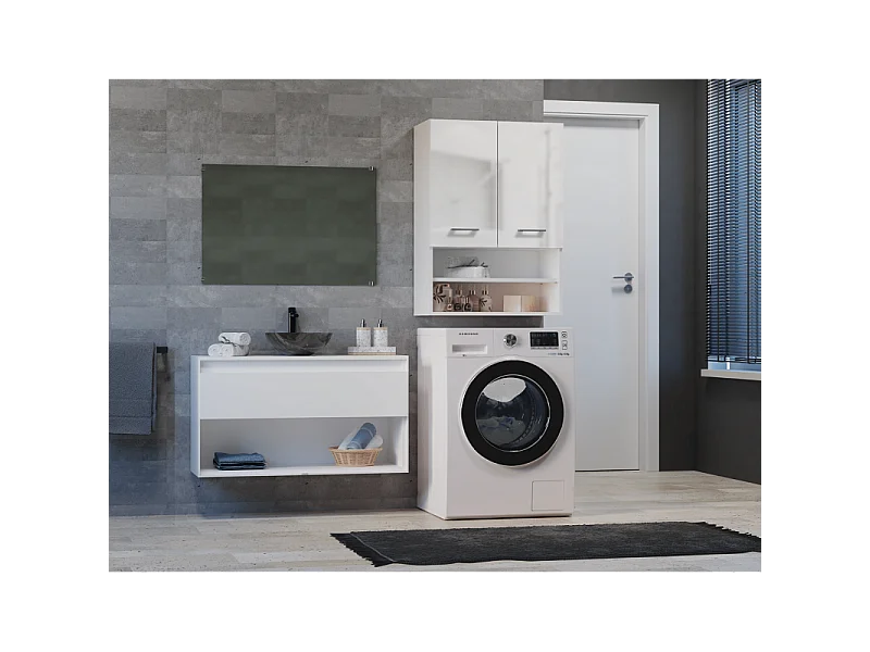 Szafka Pola MINI DK | Biały Połysk| 64x30x90 cm | Szafka Łazienkowa  Wisząca