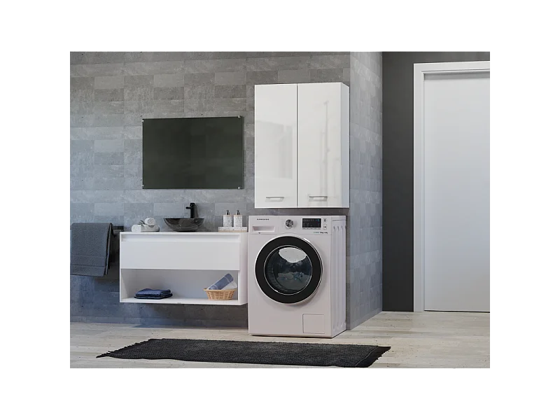 Szafka Pola MINI/DD |Biała | 64x30x90 cm |  Szafka Łazienkowa Wisząca