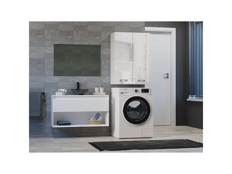 Szafka Pola MINI/DD |Biała | 64x30x90 cm |  Szafka Łazienkowa Wisząca