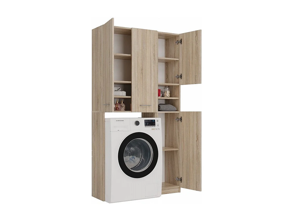 Zestaw Łzaienkowy Marpol DD | Dąb Sonoma | 96x30x180 cm | Słupek i Szafka