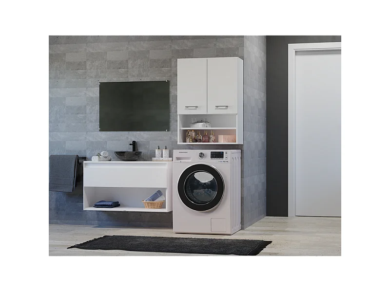 Szafka Pola MINI DK | Biała | 64x30x90 cm | Szafka Łazienkowa  Wisząca