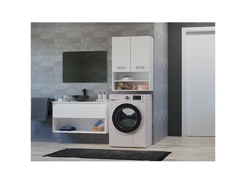 Szafka Pola MINI DK | Biała | 64x30x90 cm | Szafka Łazienkowa  Wisząca