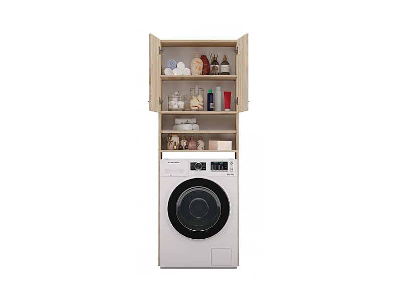 Szafka Pola DK | Dąb Sonoma | 64x30x180 cm | Regał Łazienkowy nad Pralkę