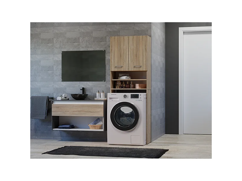 Szafka Pola DK | Dąb Sonoma | 64x30x180 cm | Regał Łazienkowy nad Pralkę