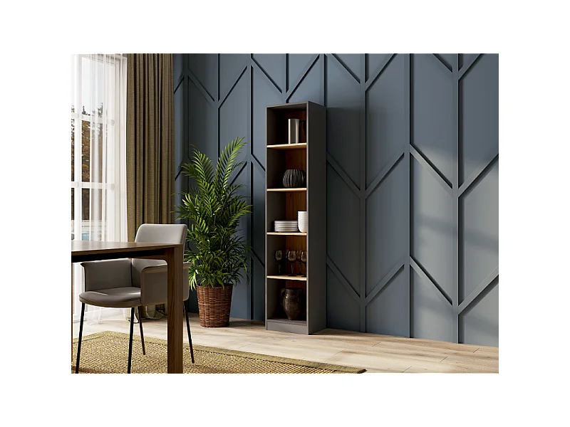 Regał Onyx R40 | Antracyt/Dąb Artisan | 40x30x182cm | Regał na książki, segregatory