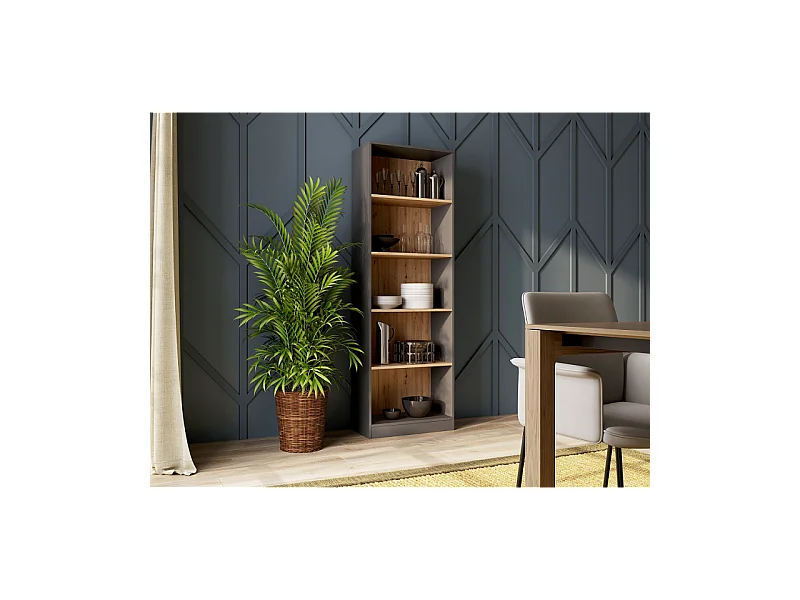 Regał Onyx R60 | Antracyt, Dąb Artisan | 60x30x182 cm |  Książki Zabawki Segregatory