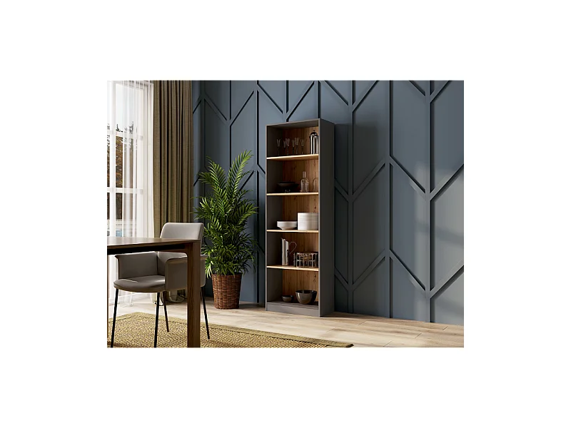 Regał Onyx R60 | Antracyt, Dąb Artisan | 60x30x182 cm |  Książki Zabawki Segregatory