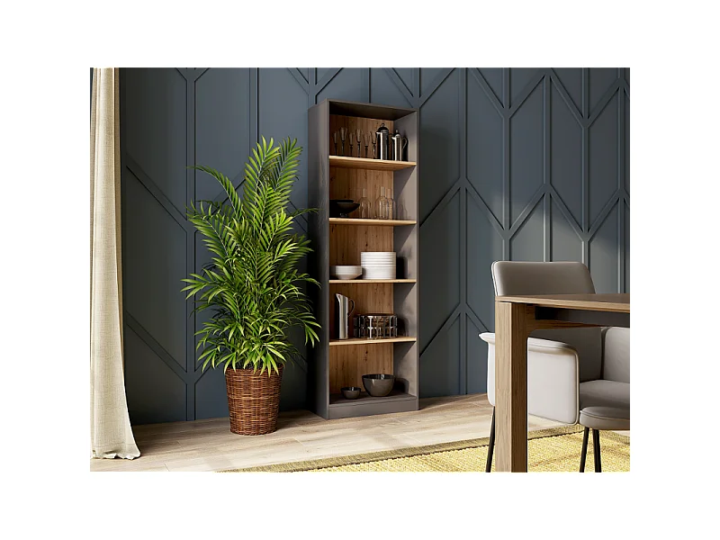 Regał Onyx R60 | Antracyt, Dąb Artisan | 60x30x182 cm |  Książki Zabawki Segregatory
