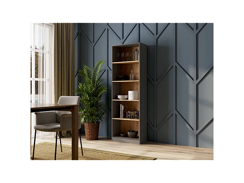 Regał Onyx R60 | Antracyt, Dąb Artisan | 60x30x182 cm |  Książki Zabawki Segregatory