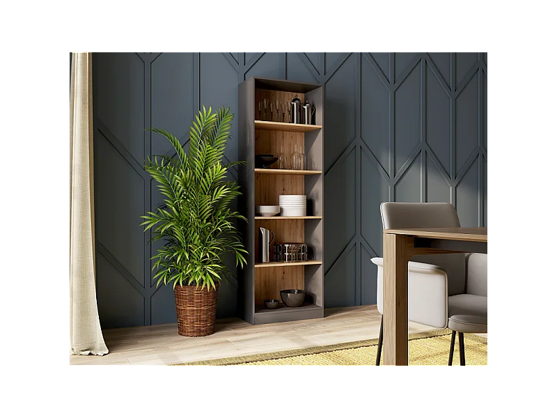 Regał Onyx R60 | Antracyt, Dąb Artisan | 60x30x182 cm |  Książki Zabawki Segregatory