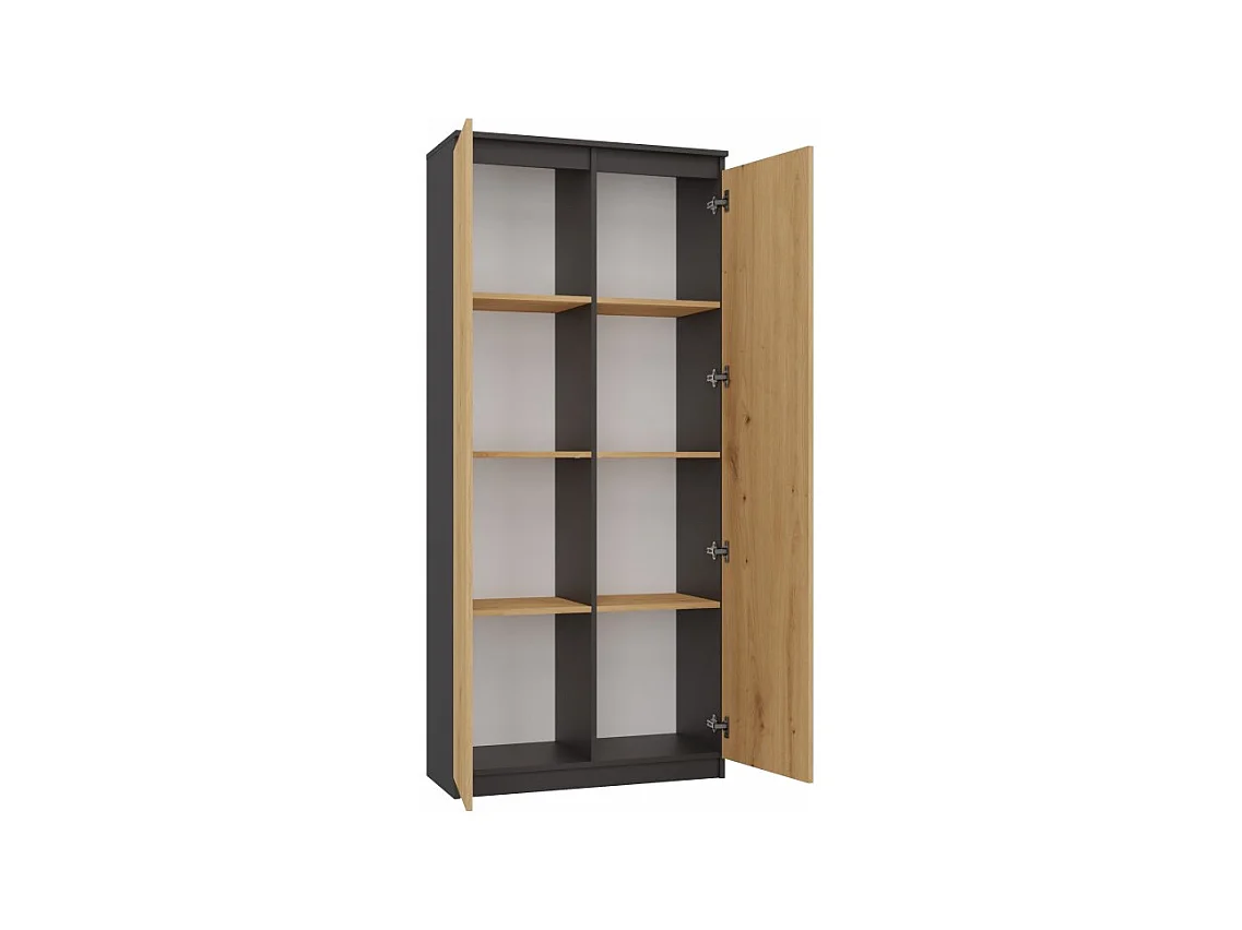 Regał Hemn RS-80 | Antracyt/Dąb Artisan | 80x35x180 cm |  Salon, Biuro Regał Zamykany 8 Półek