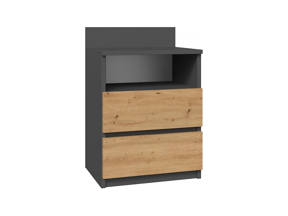 Szafka Nocna Malwa M1 | Antracyt /Dab Artisan | 40x32x59 cm | Minimalizm, 2 Szuflady