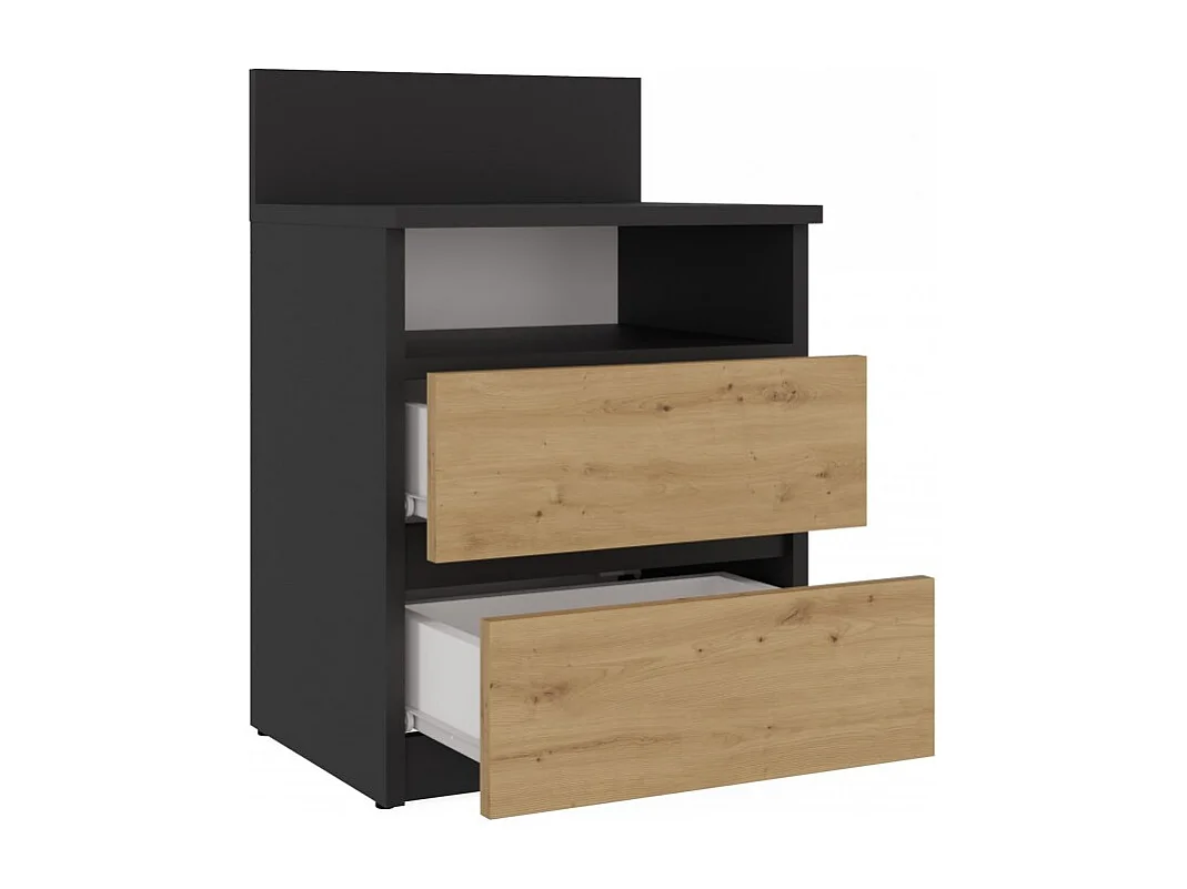 Szafka Nocna Malwa M1 | Antracyt /Dab Artisan | 40x32x59 cm | Minimalizm, 2 Szuflady