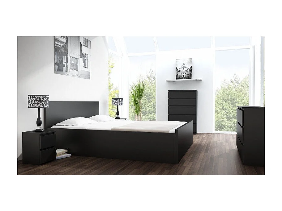 Szafka nocna Malwa M2 |  Czarna | 30x30x40cm | 2 Szuflady