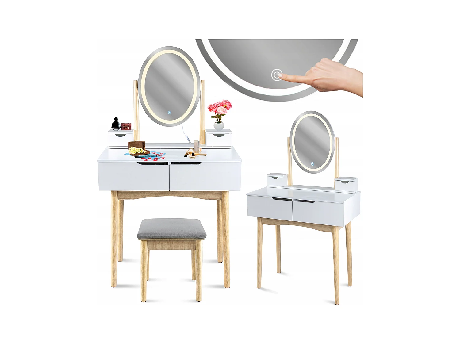 Vanité cosmétique LED avec miroir