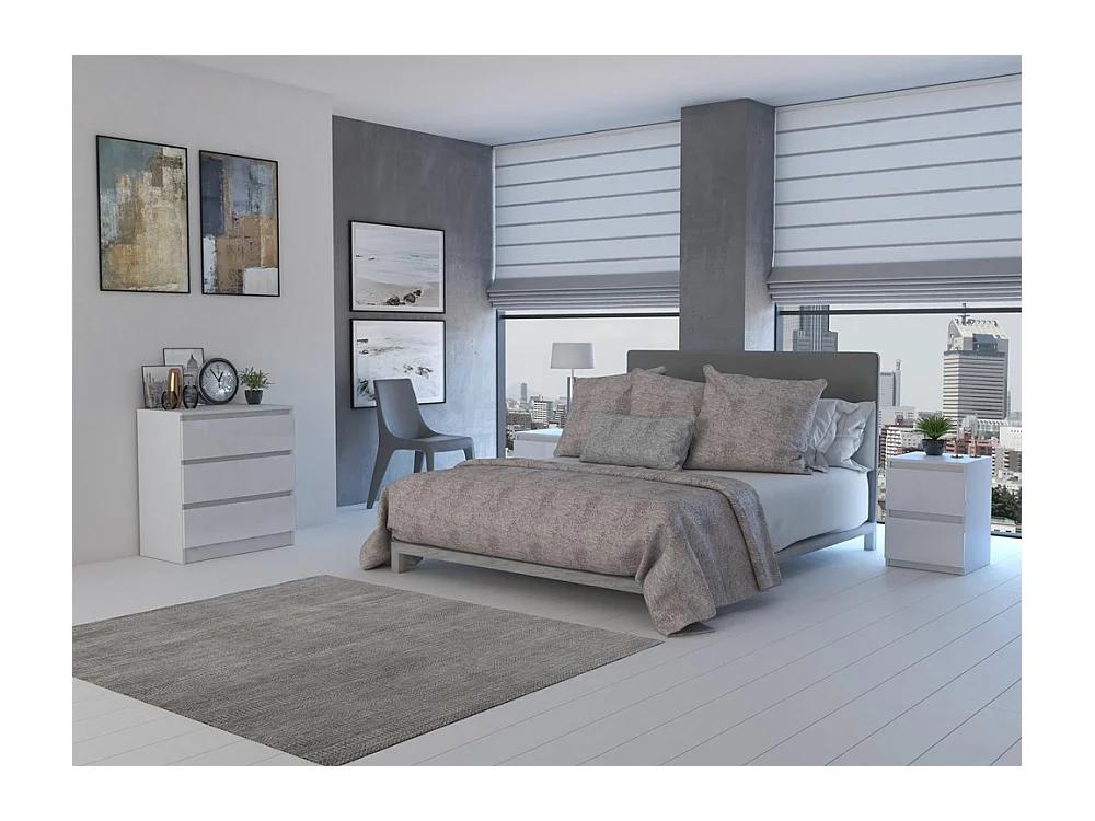 Komoda Malwa M3 | BIAŁY POŁYSK | 70x40x75 cm | 3 Szuflady Nowoczesna