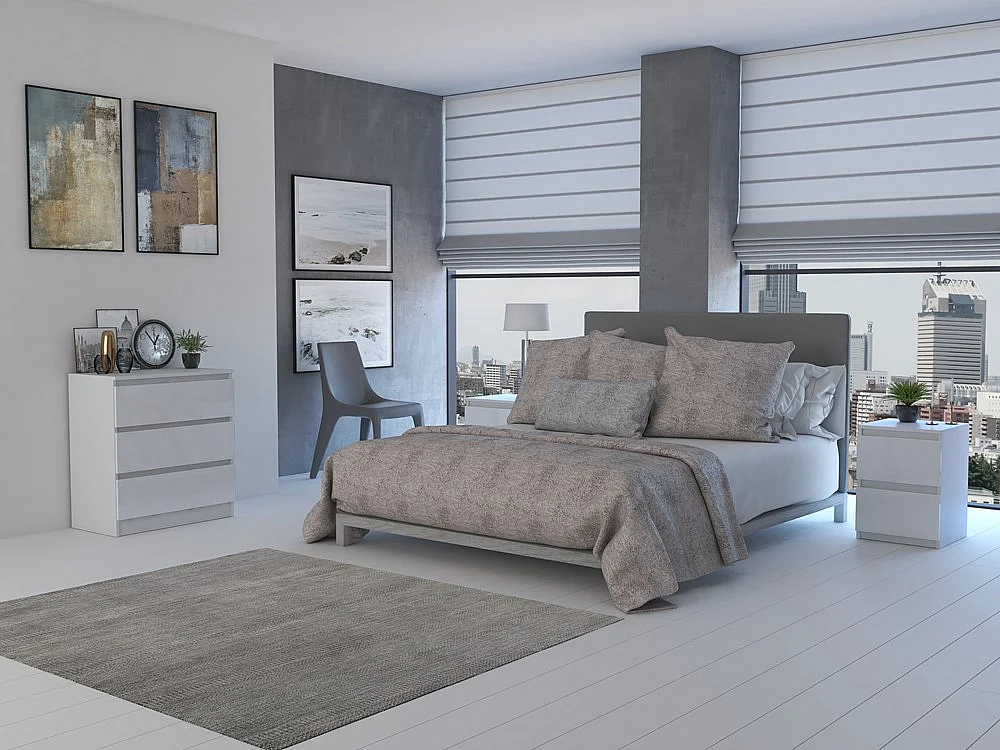 Komoda Malwa M3 | BIAŁY POŁYSK | 70x40x75 cm | 3 Szuflady Nowoczesna