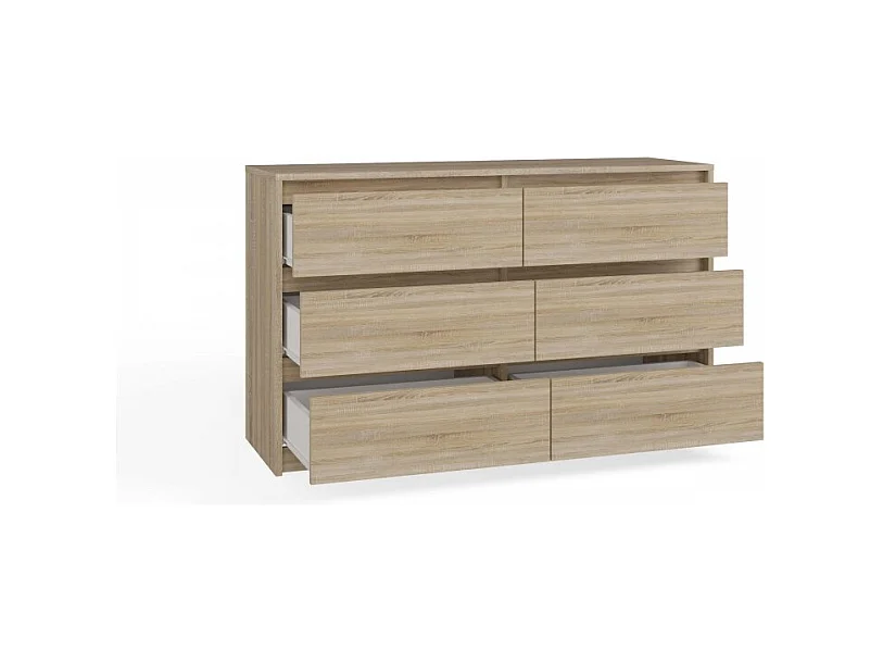 Komoda Karo K120 | Dąb Sonoma| 120x40x73.5 cm | 6 Szuflad
