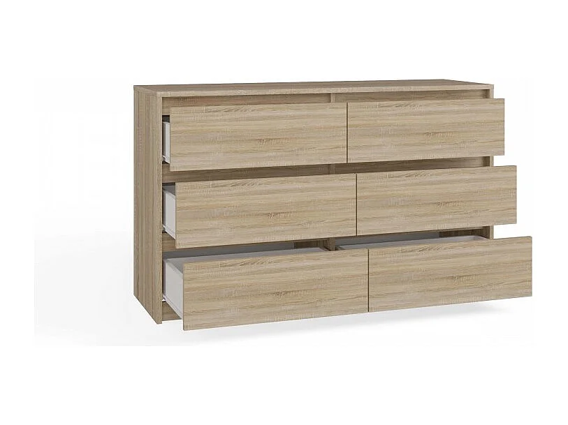 Komoda Karo K120 | Dąb Sonoma| 120x40x73.5 cm | 6 Szuflad
