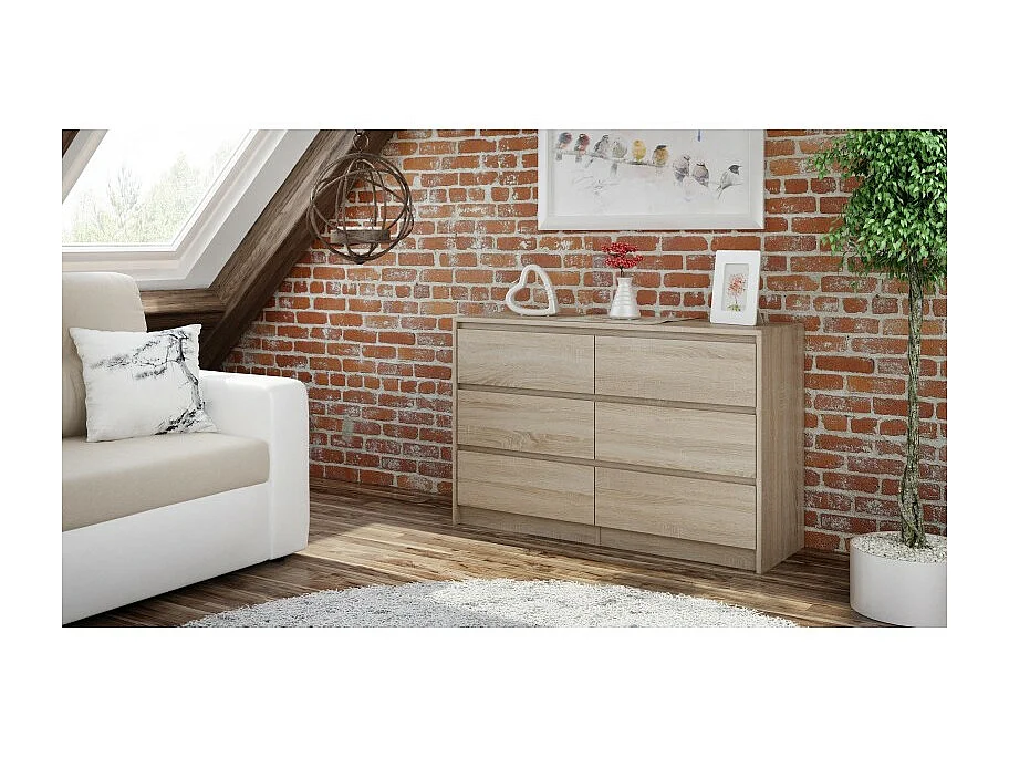 Komoda Karo K120 | Dąb Sonoma| 120x40x73.5 cm | 6 Szuflad