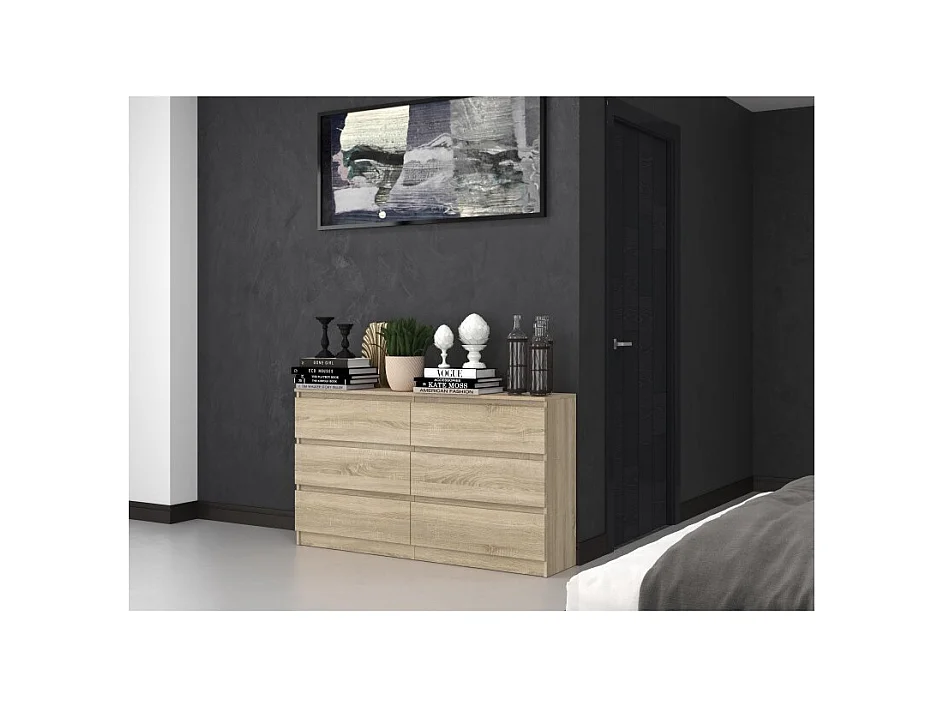 Komoda Malwa M6/140 | Dąb Sonoma | 138x40x75 cm | 6 Szuflad