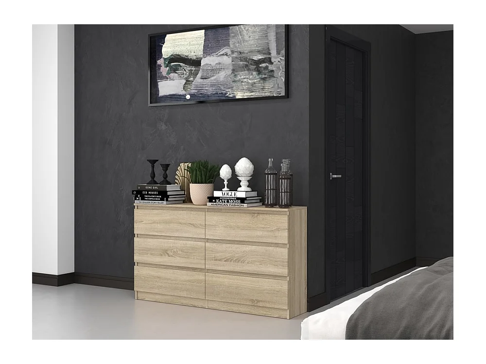 Komoda Malwa M6/140 | Dąb Sonoma | 138x40x75 cm | 6 Szuflad