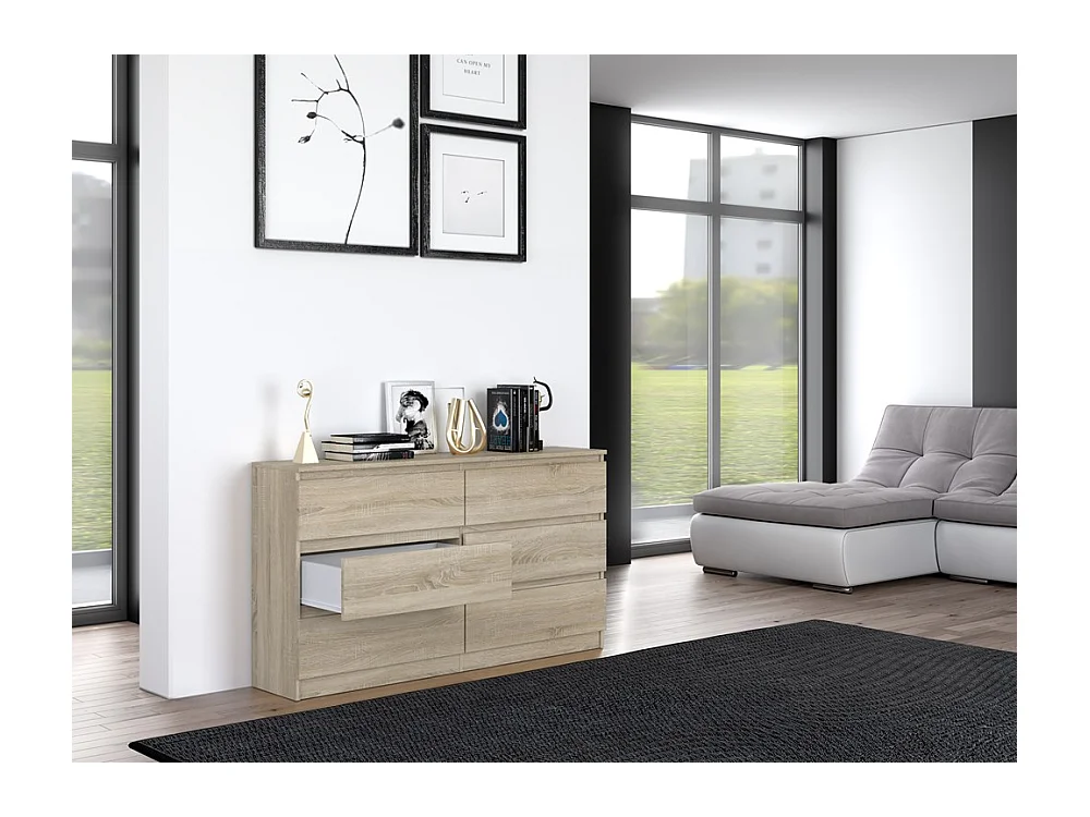 Komoda Malwa M6/140 | Dąb Sonoma | 138x40x75 cm | 6 Szuflad