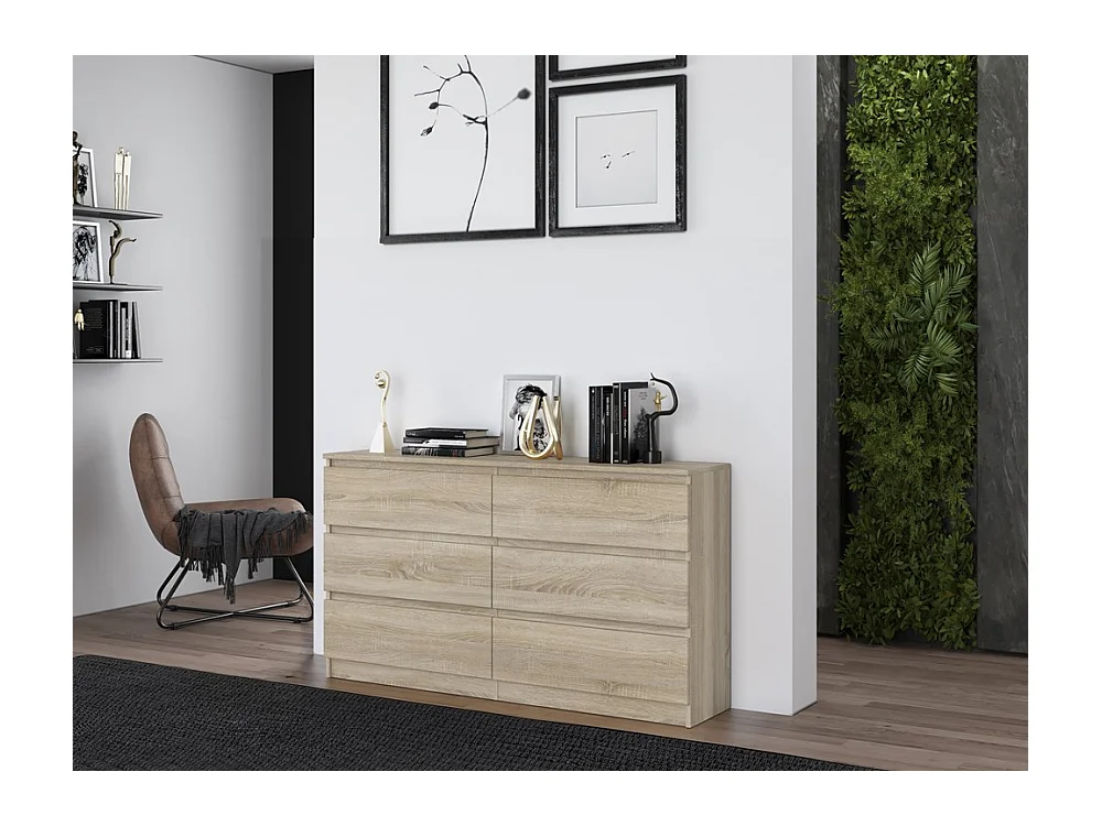 Komoda Malwa M6/140 | Dąb Sonoma | 138x40x75 cm | 6 Szuflad