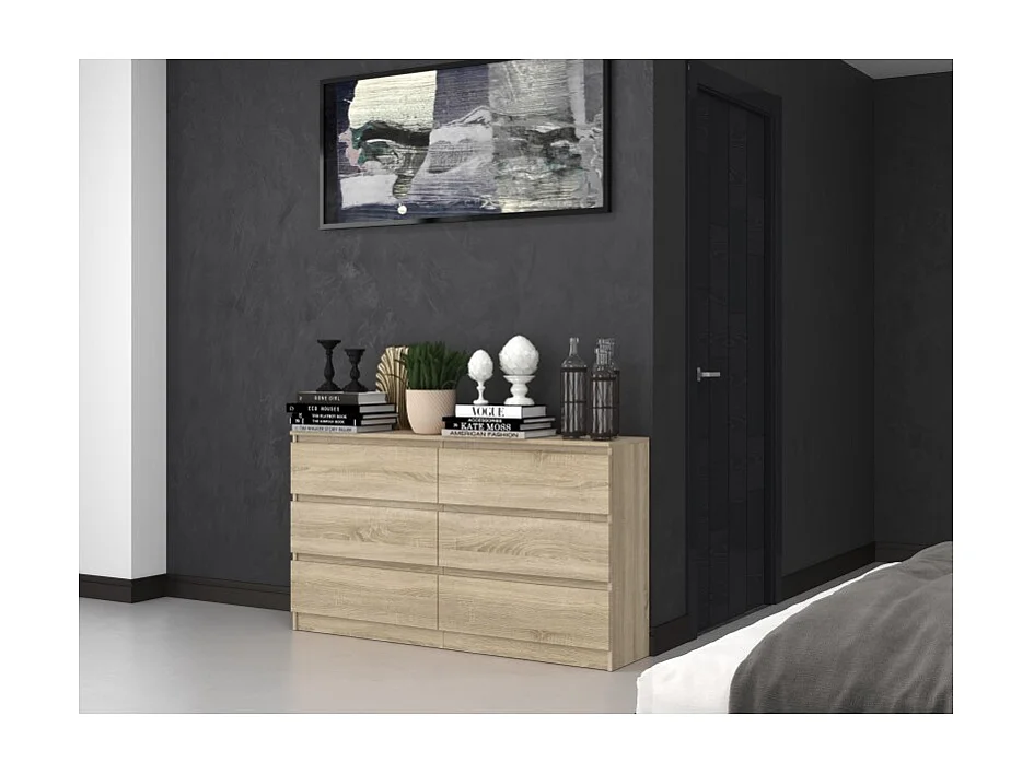 Komoda Malwa M6/140 | Dąb Sonoma | 138x40x75 cm | 6 Szuflad