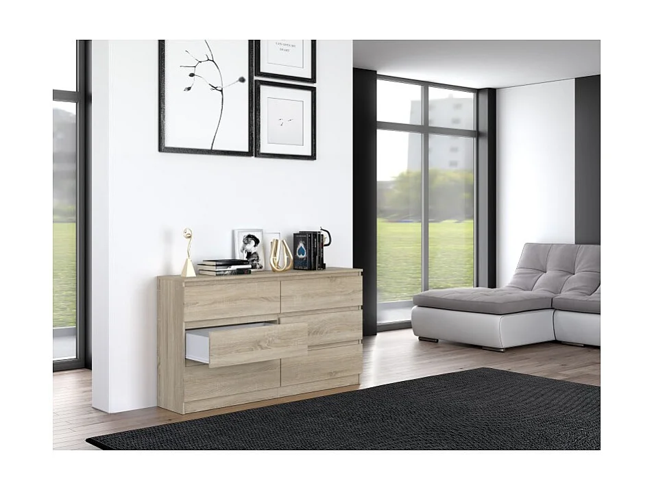 Komoda Malwa M6/140 | Dąb Sonoma | 138x40x75 cm | 6 Szuflad