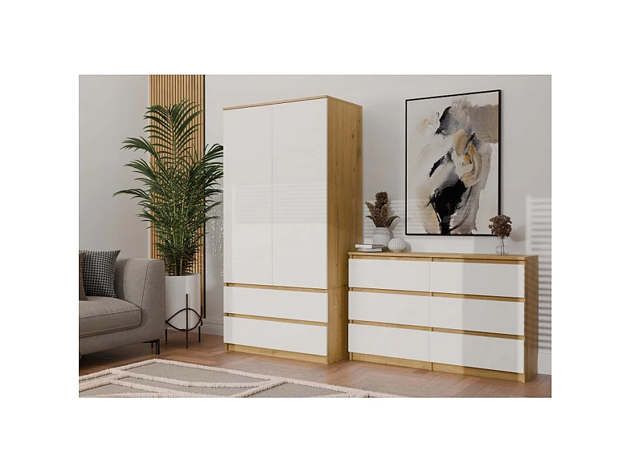 Komoda Malwa M6 | Dąb Artisan/Biały | 120x30x75 cm | Elegancki Design