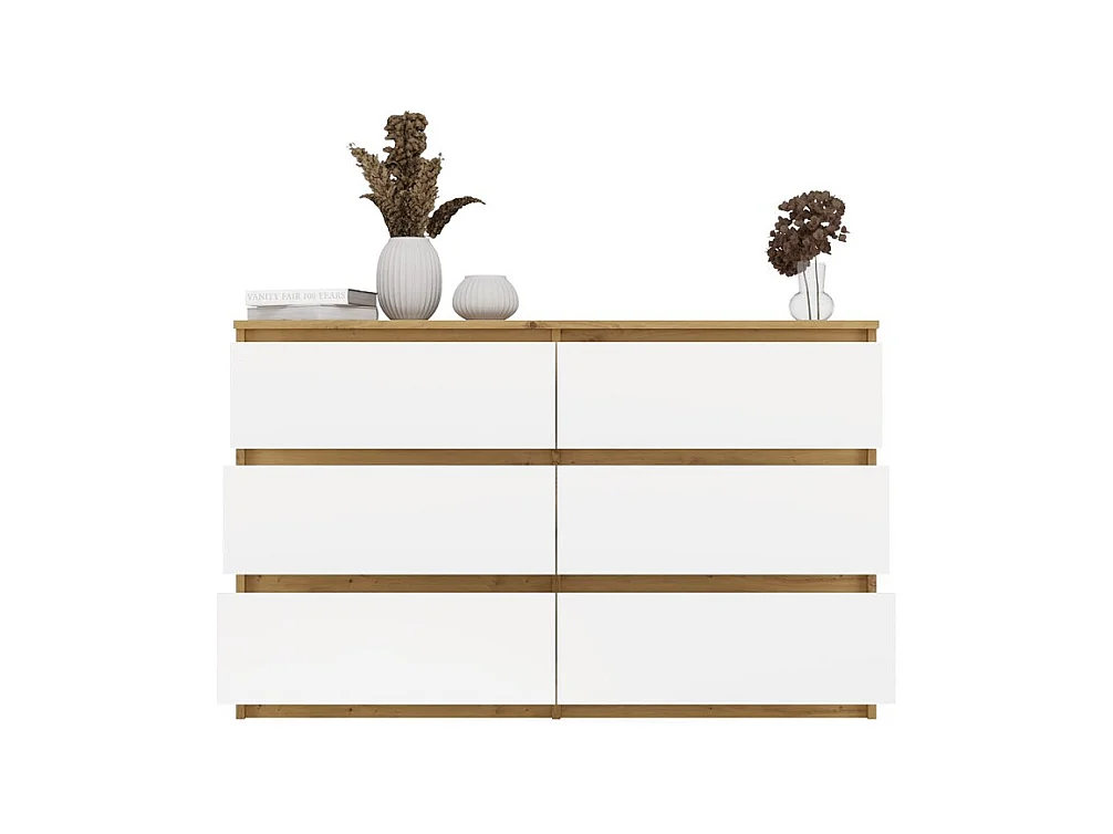 Komoda Malwa M6 | Dąb Artisan/Biały | 120x30x75 cm | Elegancki Design