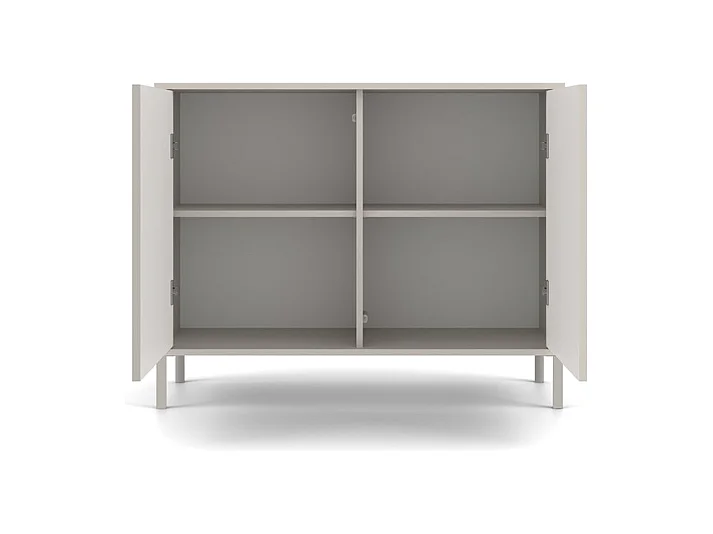 KAMARO – Cómoda moderna con 4 estantes y 2 puertas – 82.5x103.5x40 cm – Beige Cachemira con frente ranurado