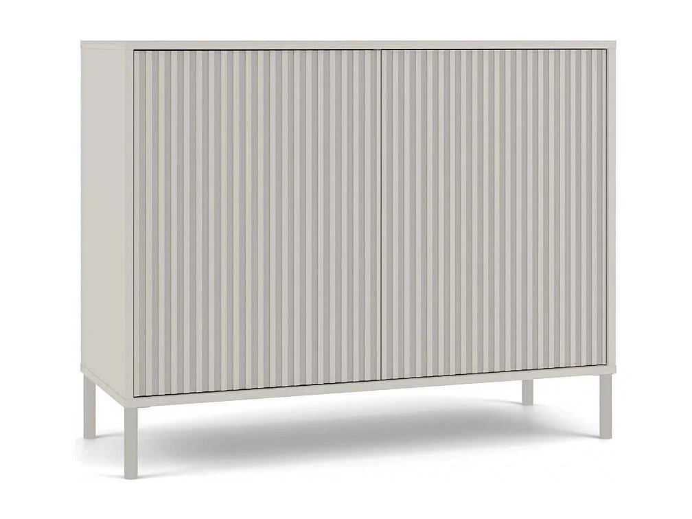 KAMARO – Moderner Kommode mit 4 Regalen und 2 Türen – 82,5x103,5x40 cm – Beige Cachemire mit Rillenfront