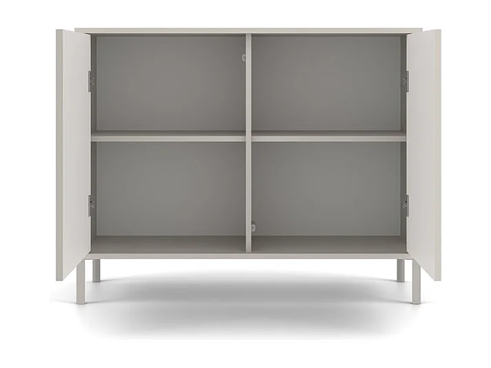 KAMARO – Moderner Kommode mit 4 Regalen und 2 Türen – 82,5x103,5x40 cm – Beige Cachemire mit Rillenfront