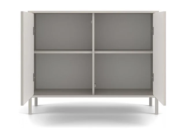 KAMARO – Moderner Kommode mit 4 Regalen und 2 Türen – 82,5x103,5x40 cm – Beige Cachemire mit Rillenfront