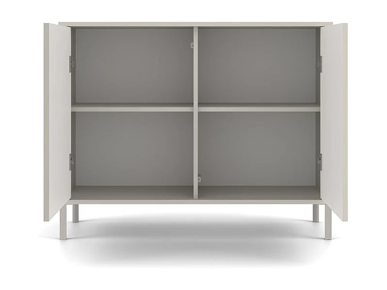 KAMARO – Moderner Kommode mit 4 Regalen und 2 Türen – 82,5x103,5x40 cm – Beige Cachemire mit Rillenfront