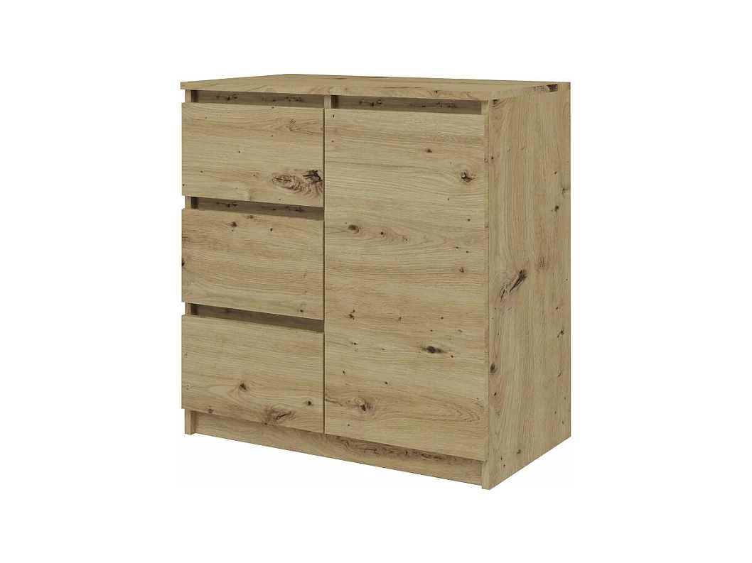 Komoda Malwa 1D3S | Dąb Artisan |80x40x75 cm | 3 Szuflady, 1 Drzwi