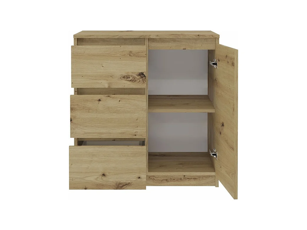 Komoda Malwa 1D3S | Dąb Artisan |80x40x75 cm | 3 Szuflady, 1 Drzwi