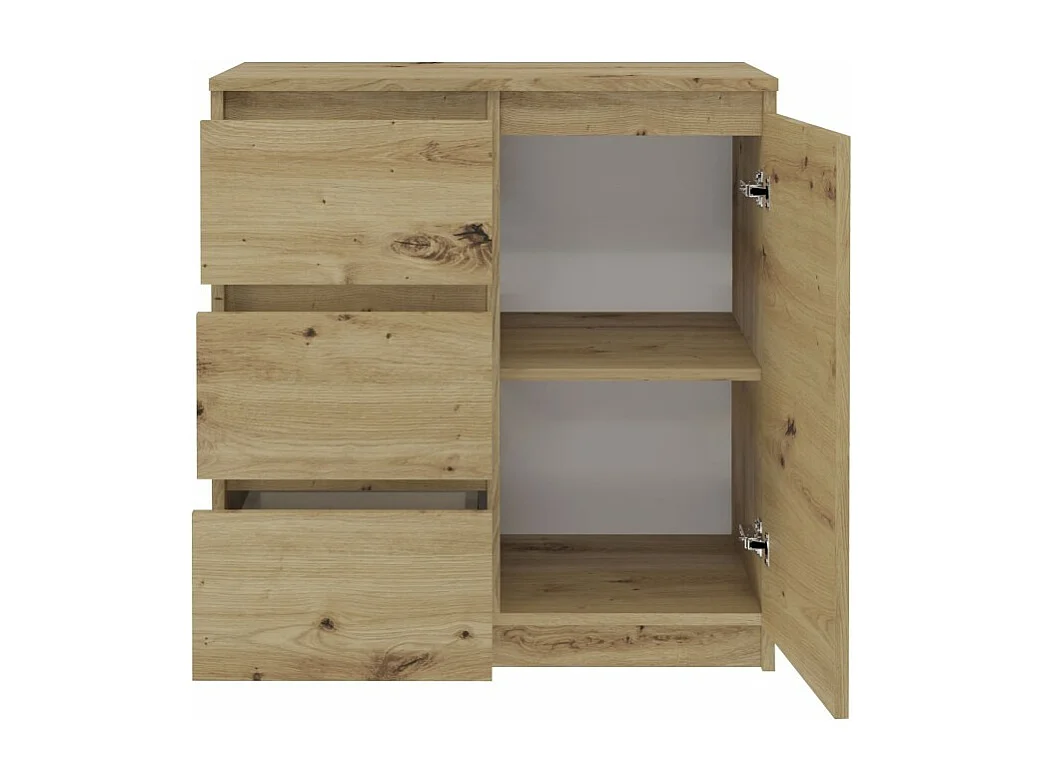 Komoda Malwa 1D3S | Dąb Artisan |80x40x75 cm | 3 Szuflady, 1 Drzwi