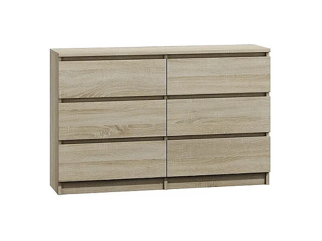 Komoda Malwa M6/120 | Dąb Sonoma | 120x30x75 cm | Nowoczesna 6 Szuflad