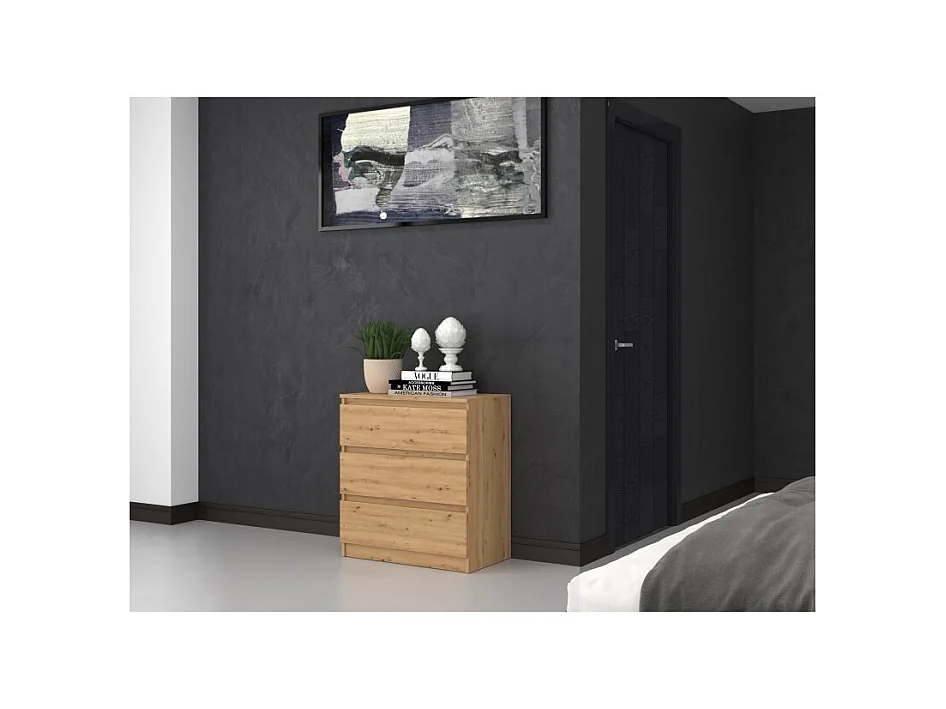 Komoda Malwa M3 | Dąb Artisan |70x40x75 cm | 3 szuflady