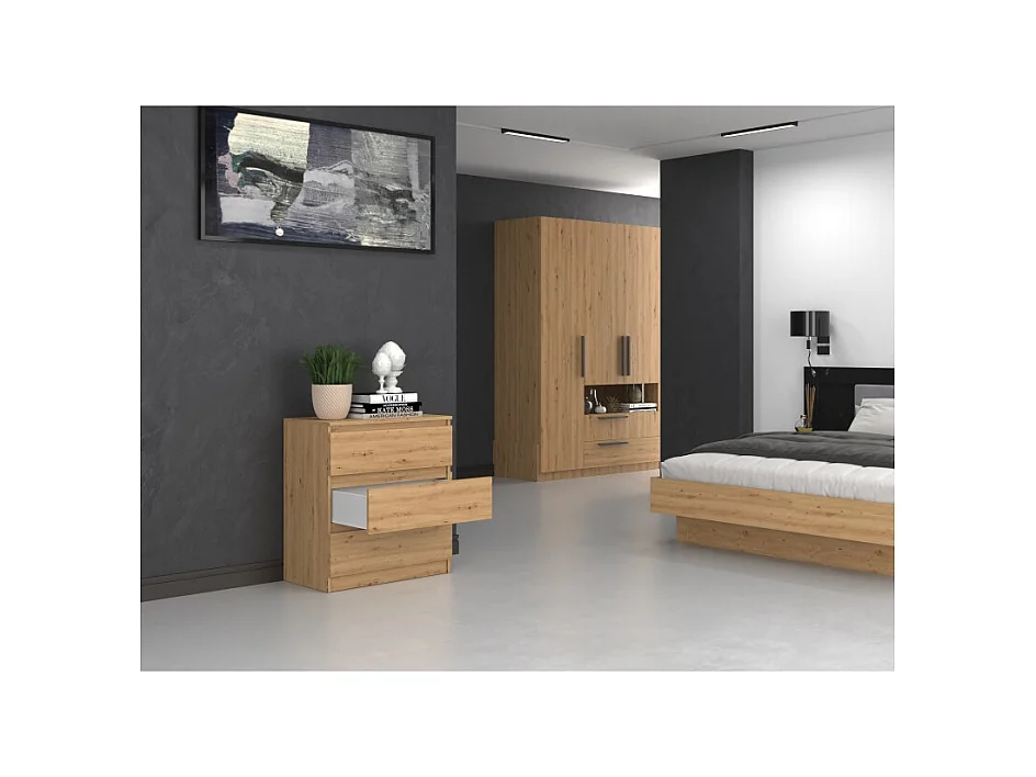 Komoda Malwa M3 | Dąb Artisan |70x40x75 cm | 3 szuflady