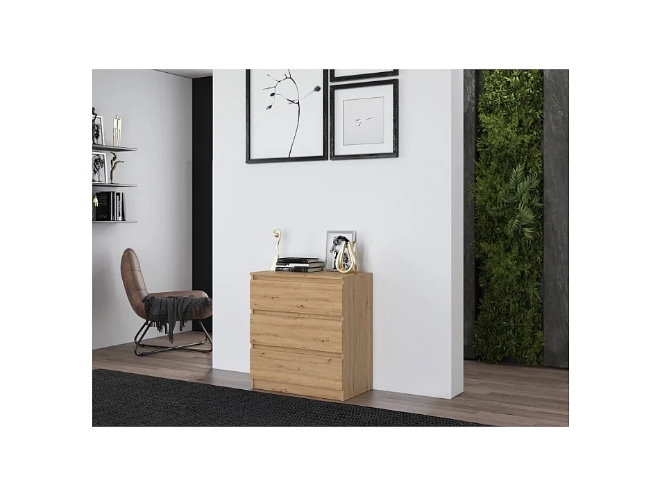 Komoda Malwa M3 | Dąb Artisan |70x40x75 cm | 3 szuflady